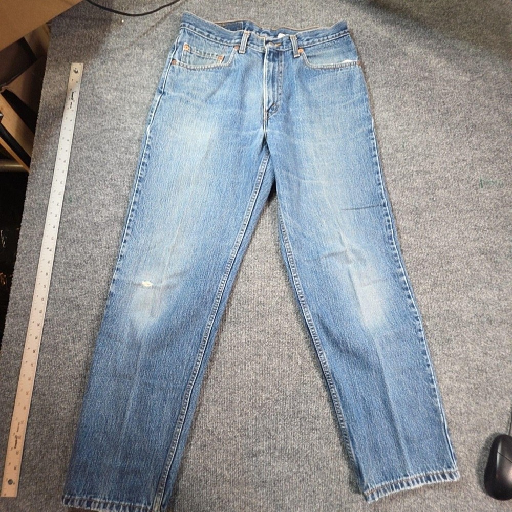 Levis 550 Jeans Mens 34x30 Blue Medium Wash Relaxed Tapered Distressed Denim